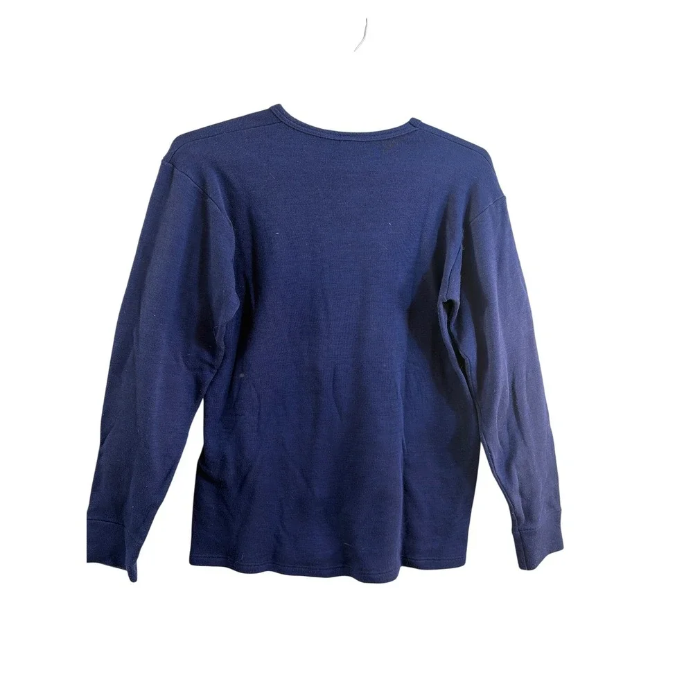 Vintage Cabelas Mens Medium Navy‎ Blue Polypropylene Thermal Base Layer Top USA